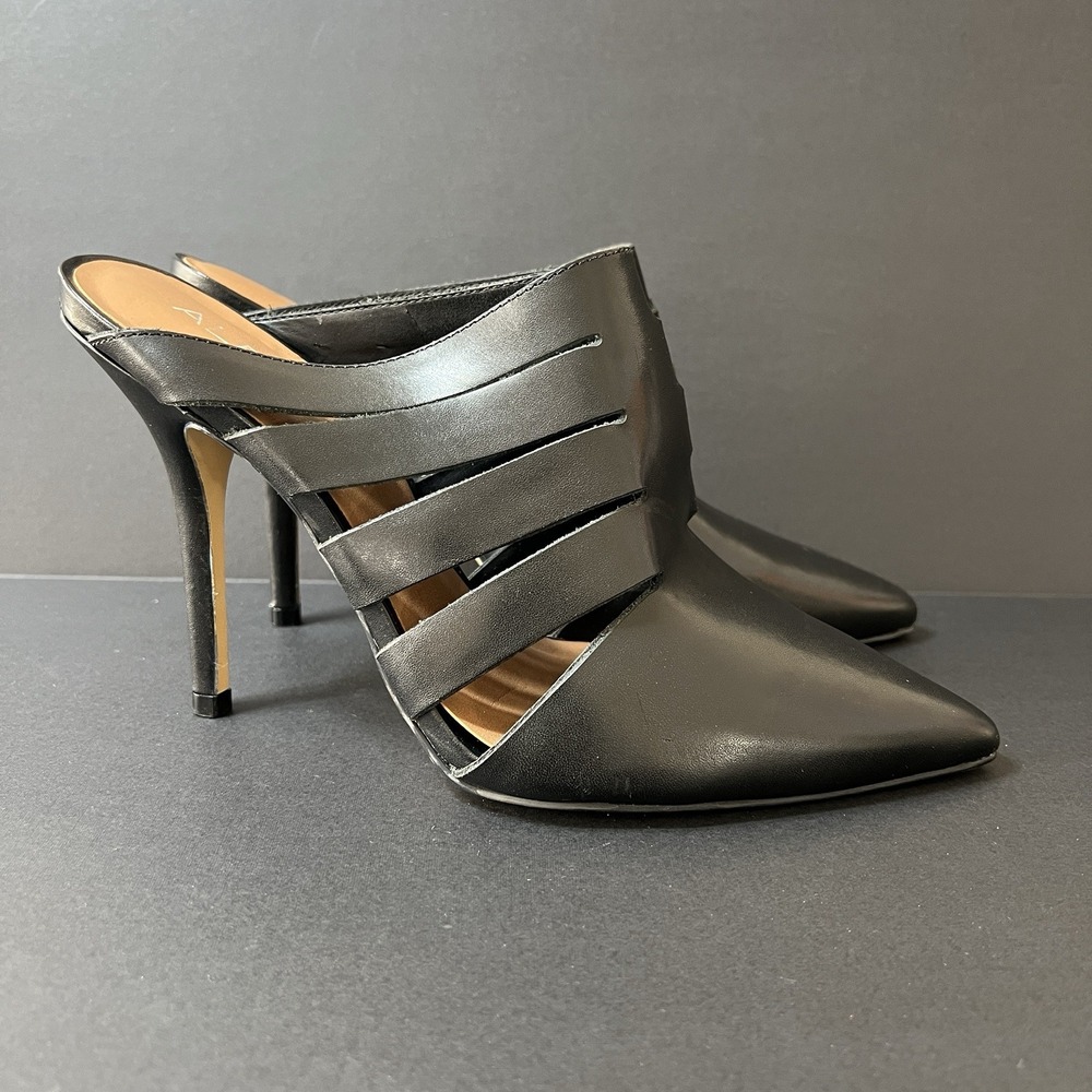 Aldo Leather Heeled Mule Women's‎ Size 10 Black Designer Luxury Busines NWOT